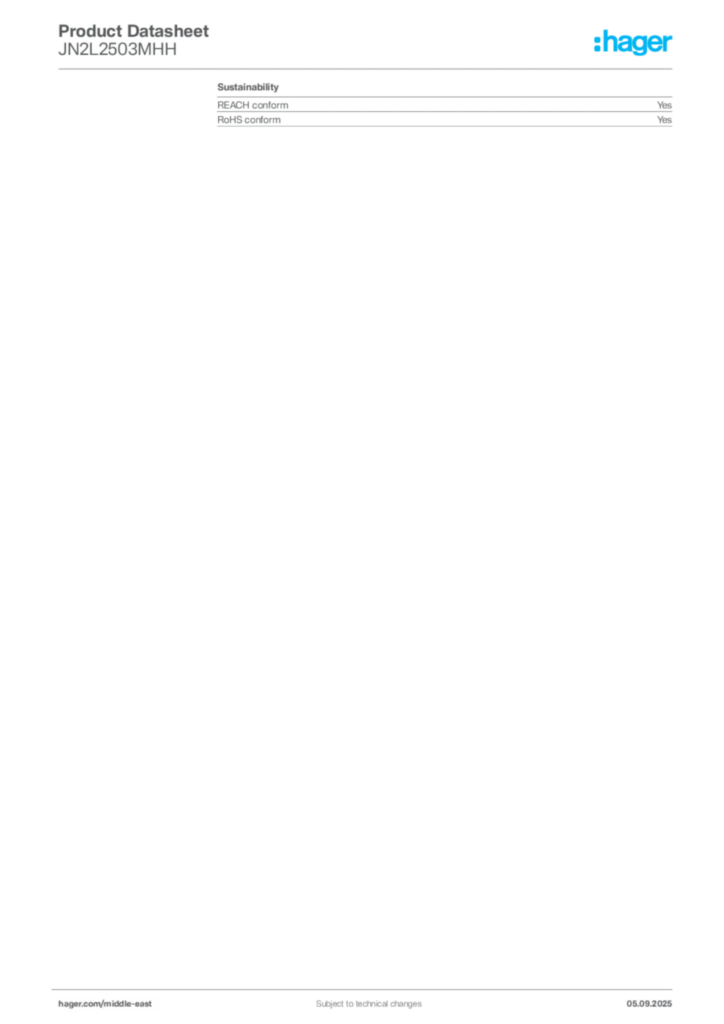 Image Hager Product data sheet JN2L2503MHH  | Hager