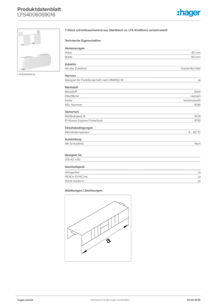 Bild Hager Produktdatenblatt LFS4006089016 | Hager Deutschland