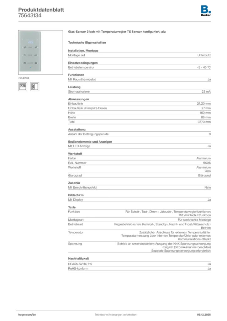 Berker Produktdatenblatt 75643134