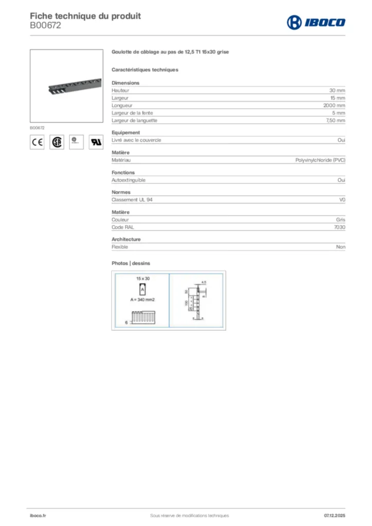 Image Iboco Fiche technique du produit B00672 | Hager France