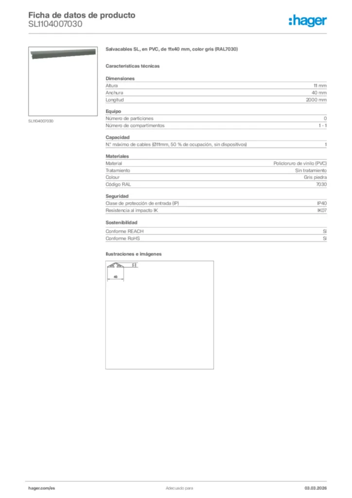 Imagen Hager Ficha de datos de producto SL1104007030 | Hager España
