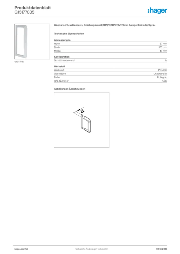 Bild Hager Produktdatenblatt G15177035 | Hager Deutschland
