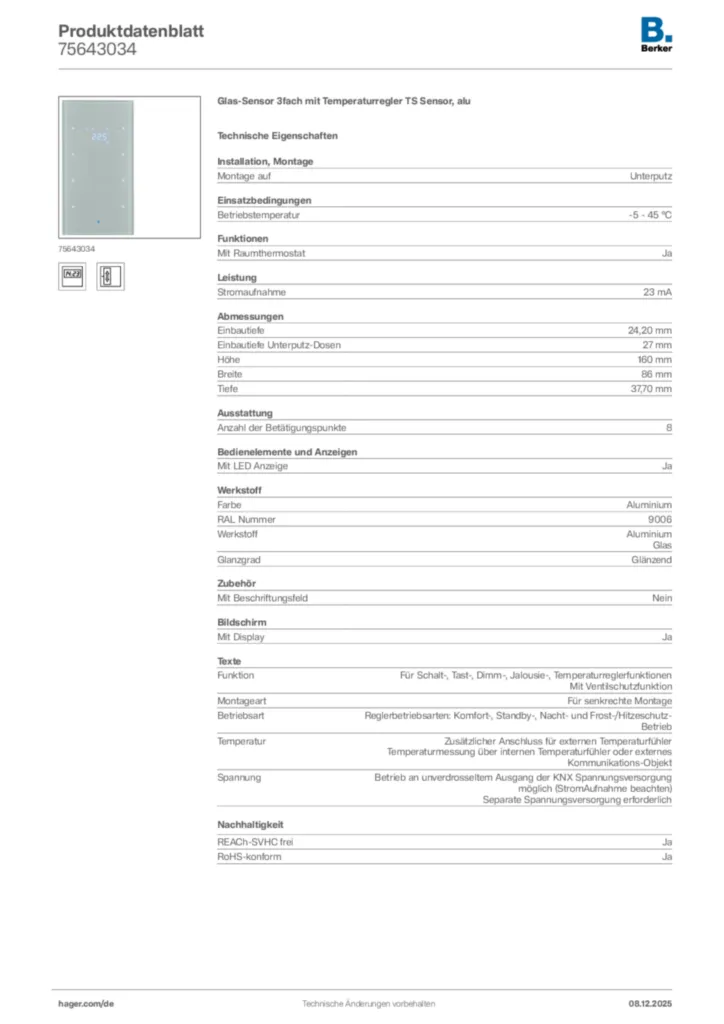 Berker Produktdatenblatt 75643034