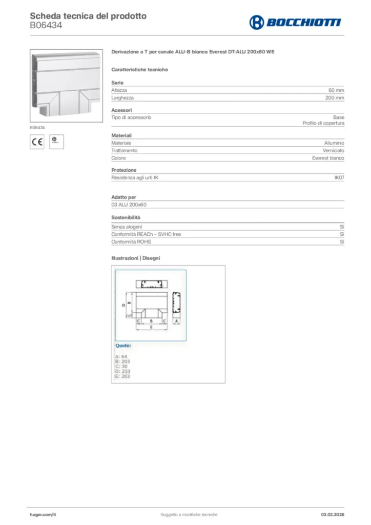 Immagine Bocchiotti Scheda tecnica del prodotto B06434 | Hager Italia