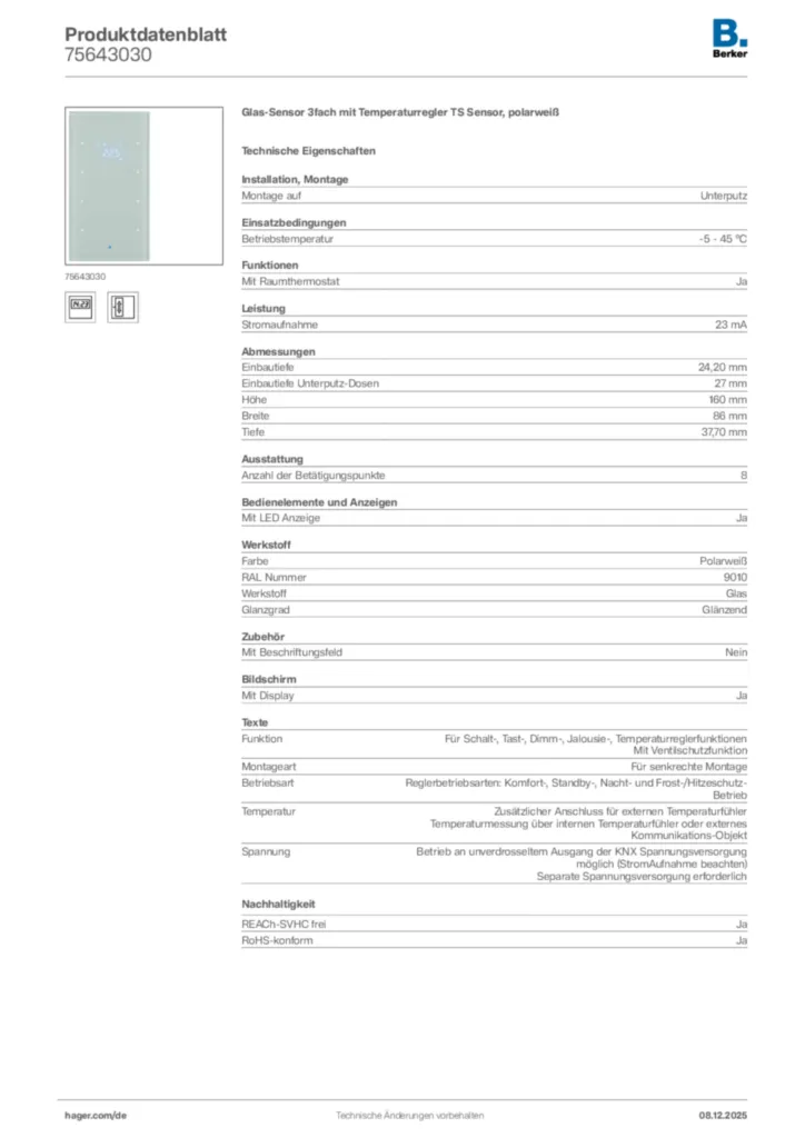 Berker Produktdatenblatt 75643030