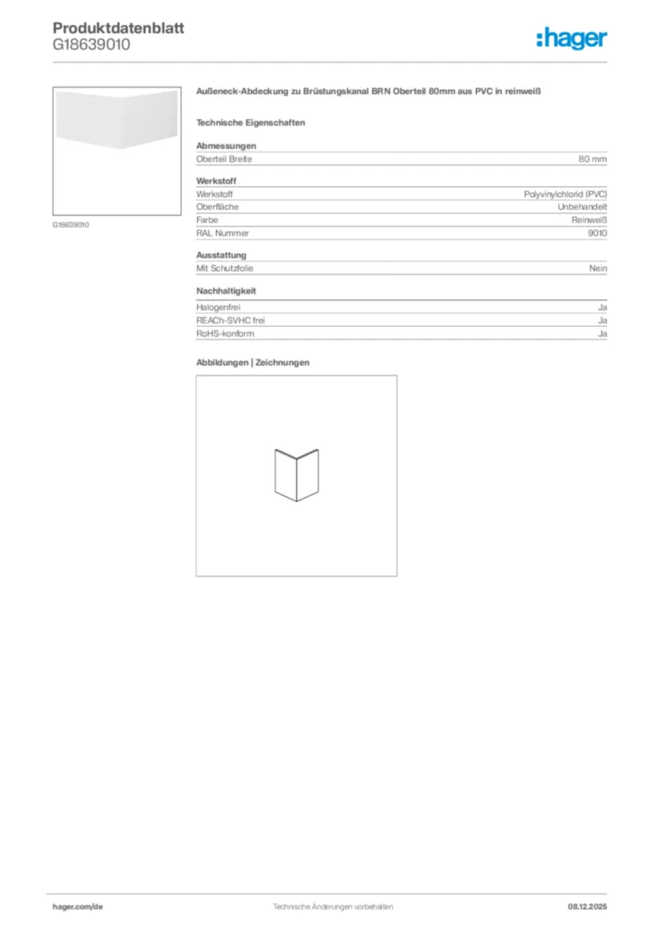 Bild Hager Produktdatenblatt G18639010 | Hager Deutschland