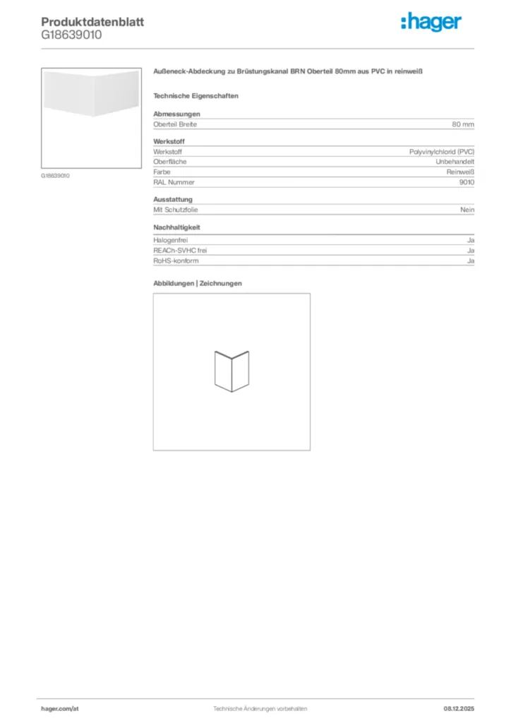 Bild Hager Produktdatenblatt G18639010 | Hager Deutschland