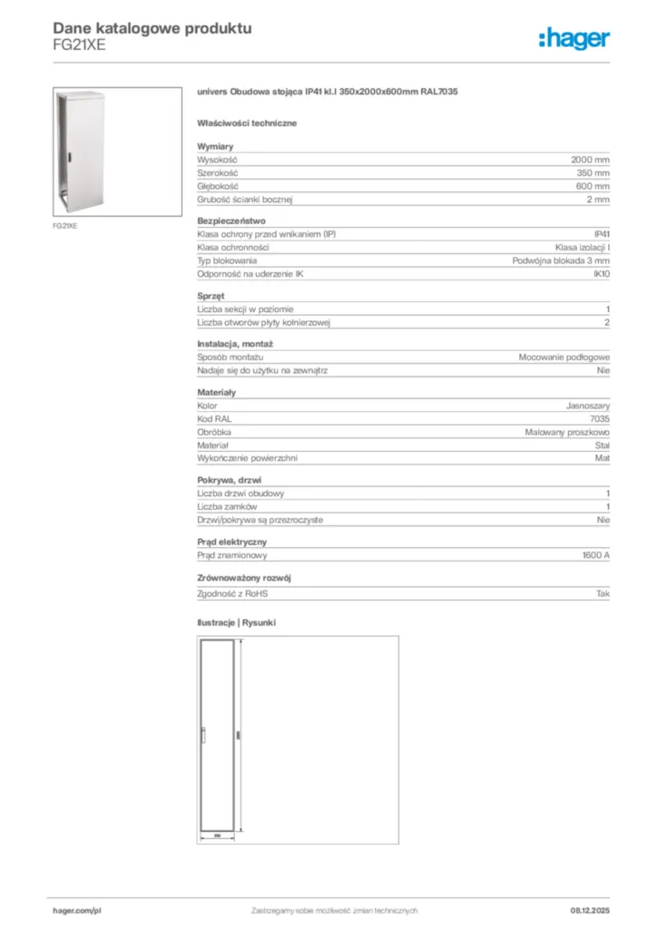 Zdjęcie Hager Karta katalogowa FG21XE | Hager Polska