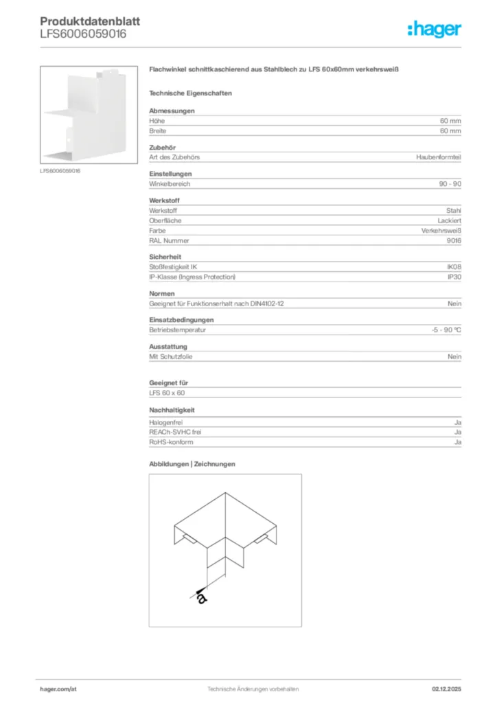 Bild Hager Produktdatenblatt LFS6006059016 | Hager Deutschland