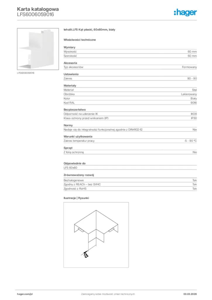 Zdjęcie Hager Karta katalogowa LFS6006059016 | Hager Polska