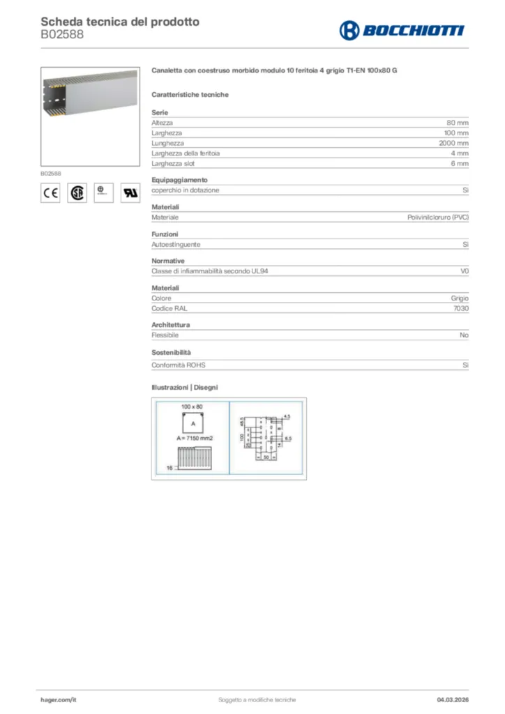 Immagine Bocchiotti Scheda tecnica del prodotto B02588 | Hager Italia
