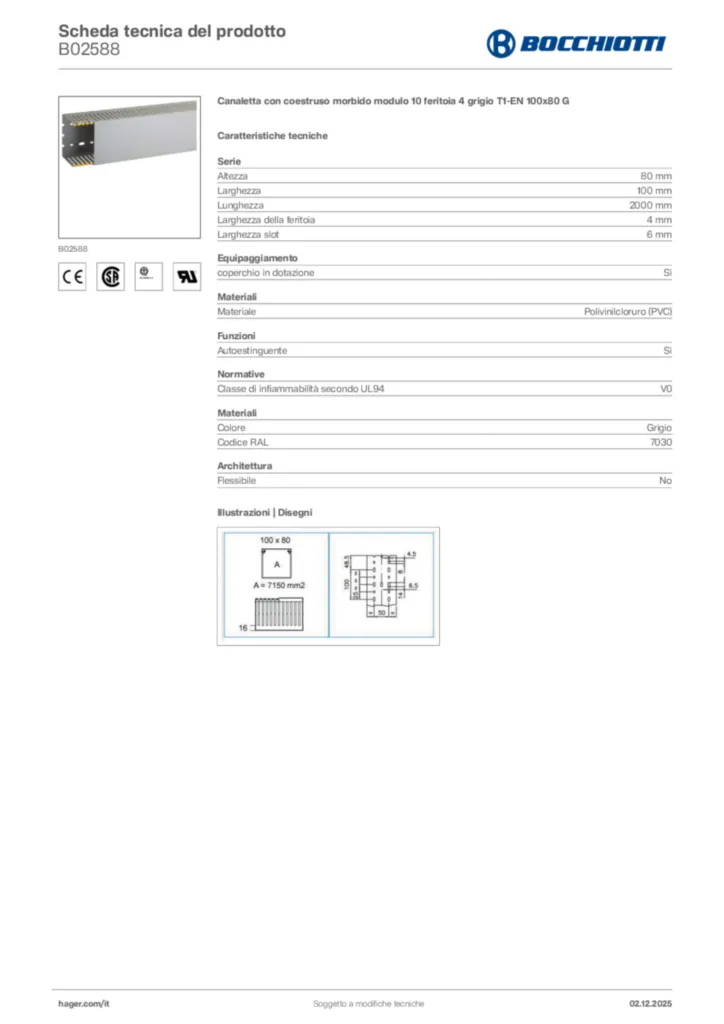 Immagine Bocchiotti Scheda tecnica del prodotto B02588 | Hager Italia