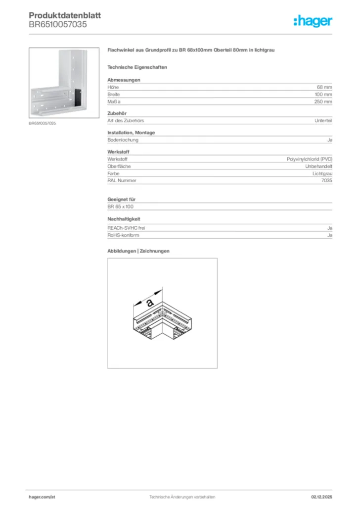 Bild Hager Produktdatenblatt BR6510057035 | Hager Deutschland