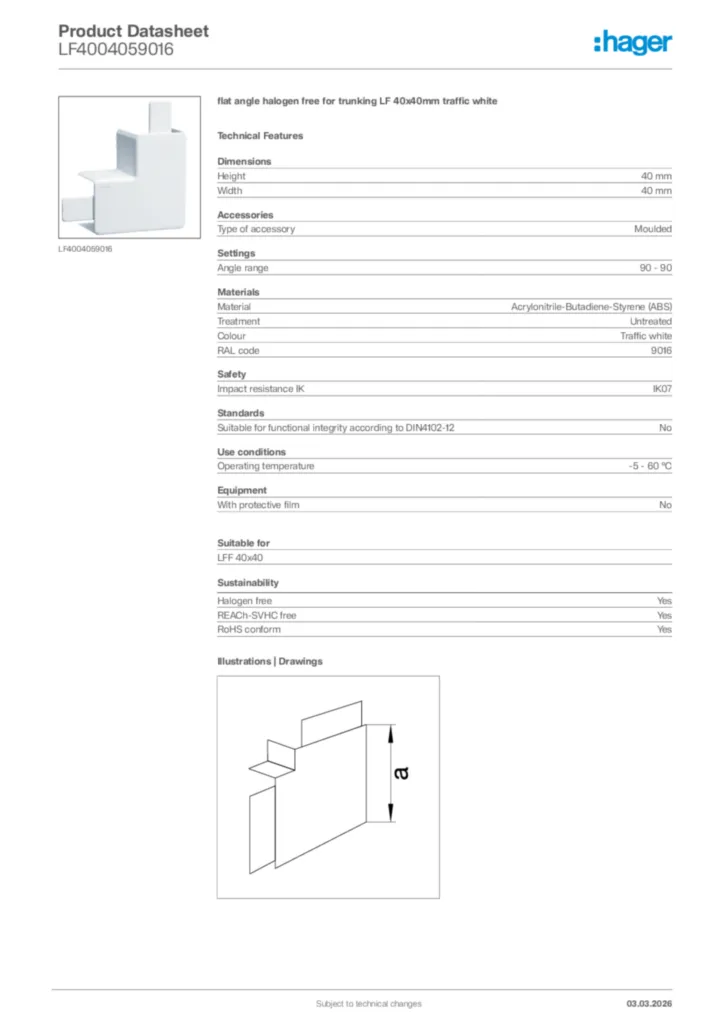 Image Hager Product data sheet LF4004059016  | Hager Africa