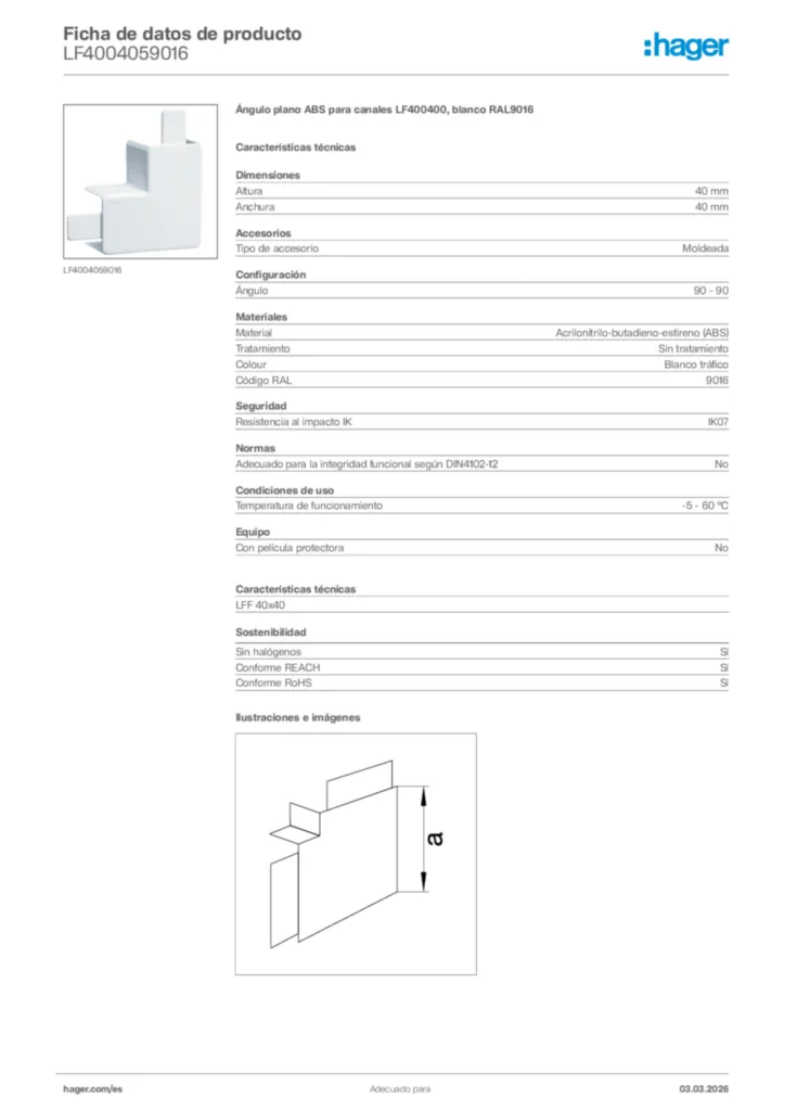 Imagen Hager Ficha de datos de producto LF4004059016 | Hager España