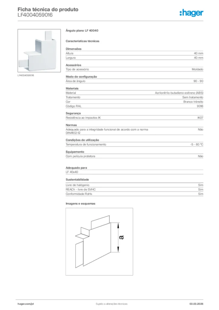Imagem Hager Ficha técnica do produto LF4004059016 | Hager Portugal