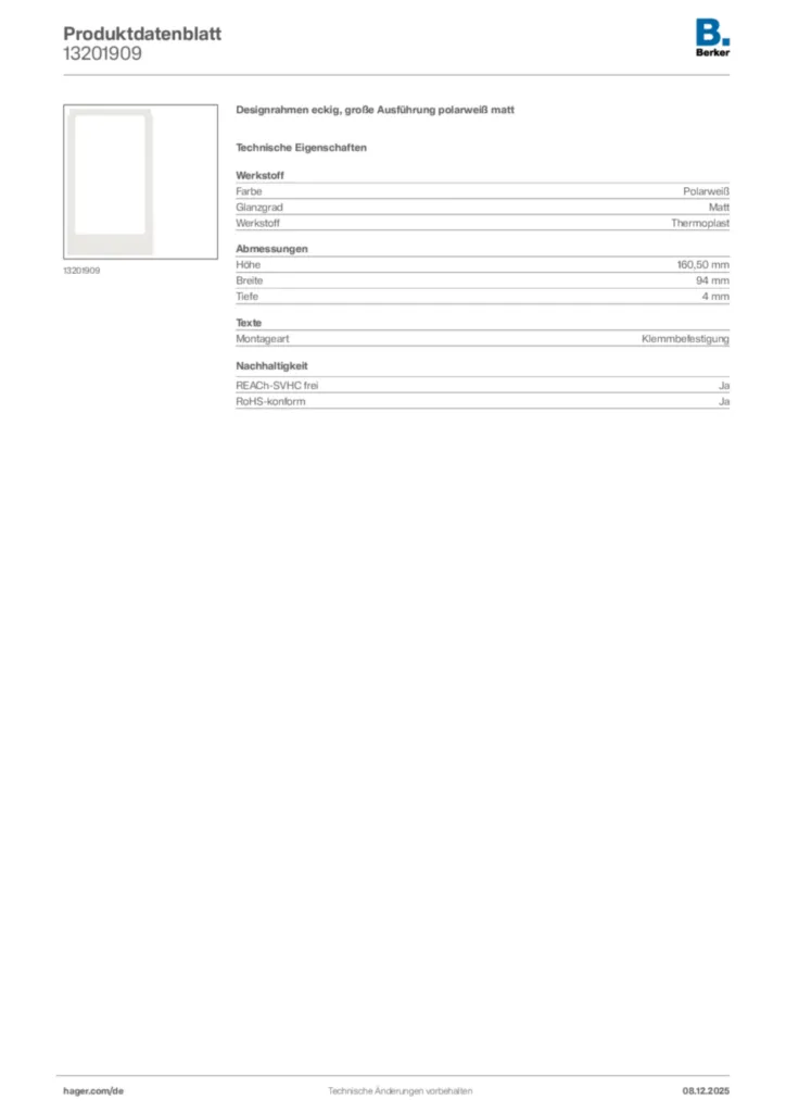 Berker Produktdatenblatt 13201909