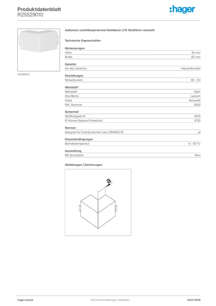 Bild Hager Produktdatenblatt R25529010 | Hager Deutschland
