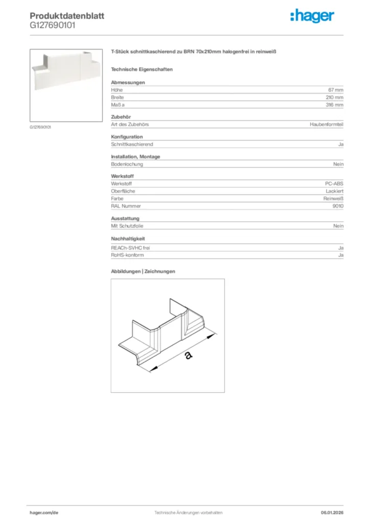 Bild Hager Produktdatenblatt G127690101 | Hager Deutschland