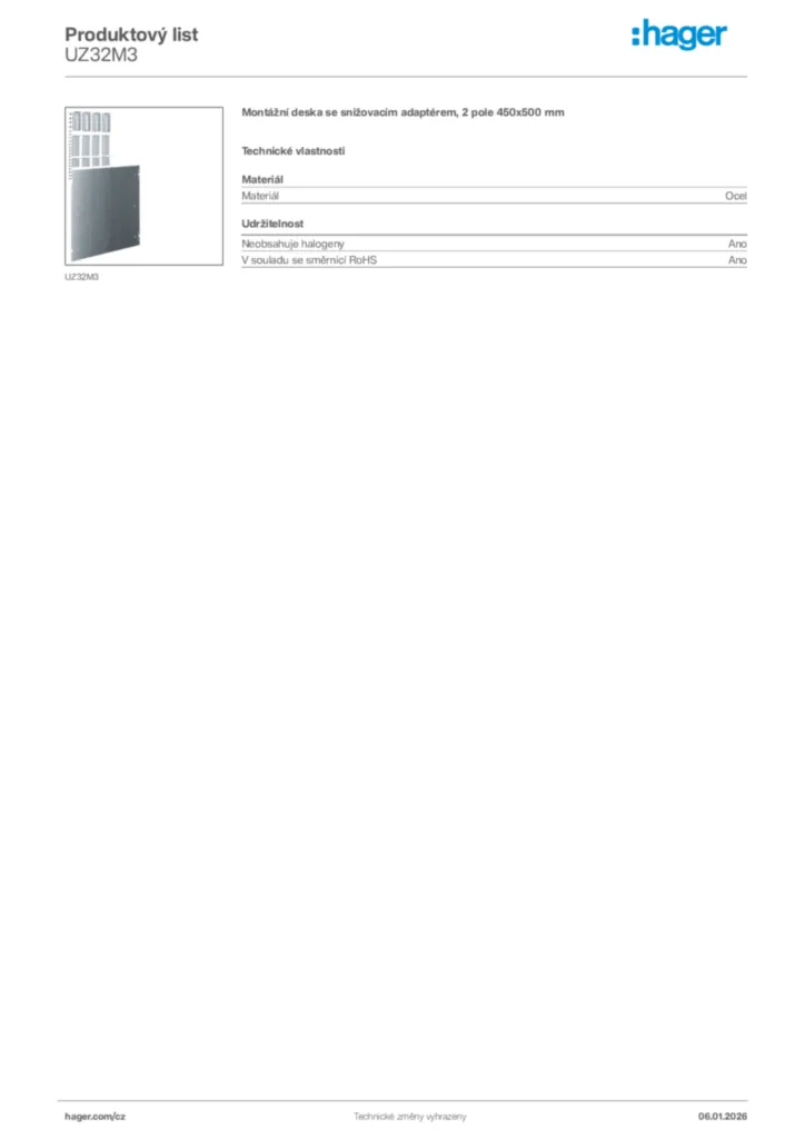 Obrázek Hager Product data sheet UZ32M3 | Hager