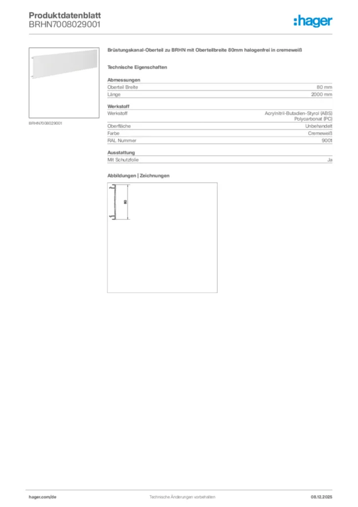 Bild Hager Produktdatenblatt BRHN7008029001 | Hager Deutschland