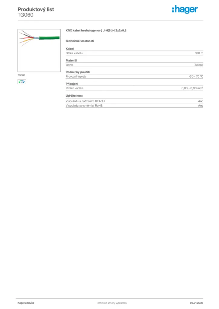 Obrázek Hager Product data sheet TG060 | Hager