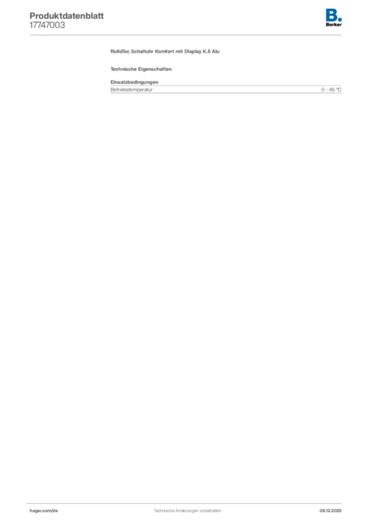 Bild Berker Produktdatenblatt 17747003 | Hager Deutschland
