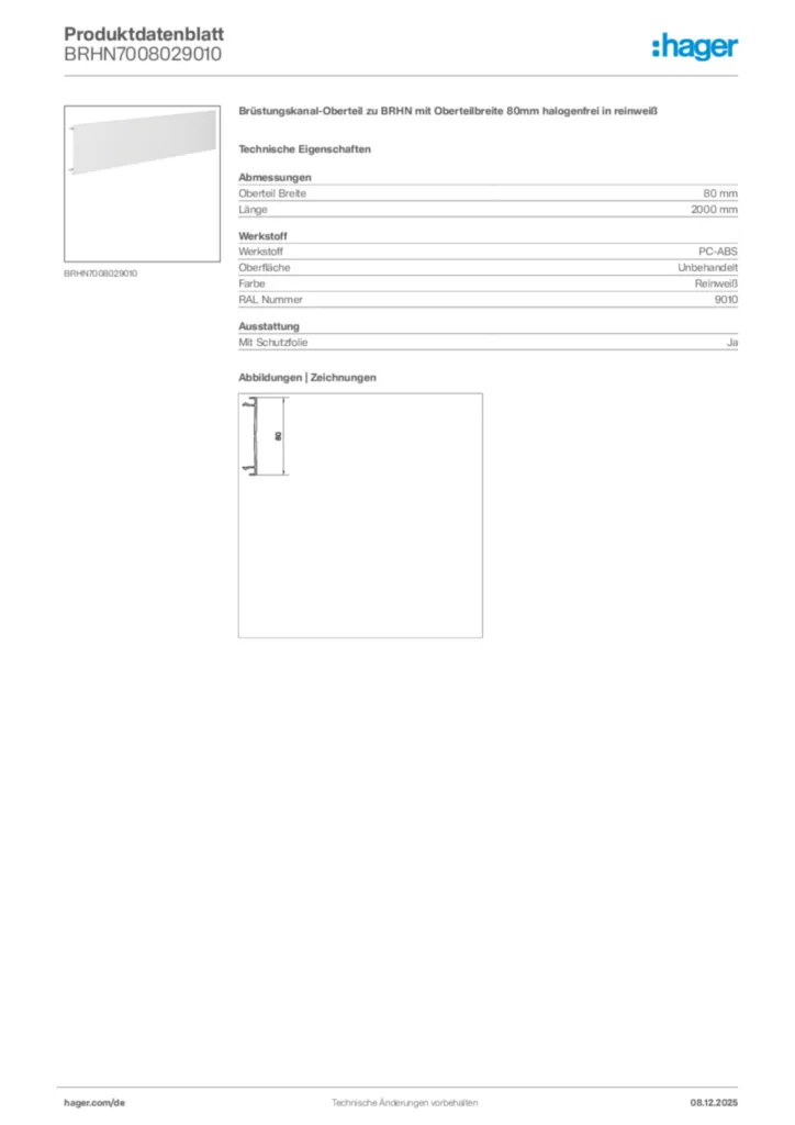 Bild Hager Produktdatenblatt BRHN7008029010 | Hager Deutschland