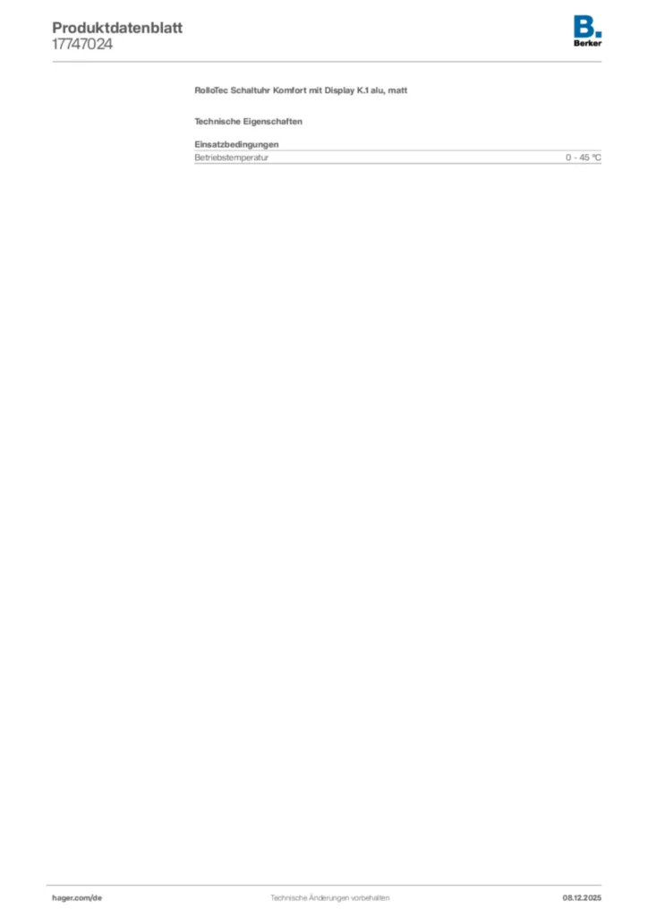 Bild Berker Produktdatenblatt 17747024 | Hager Deutschland
