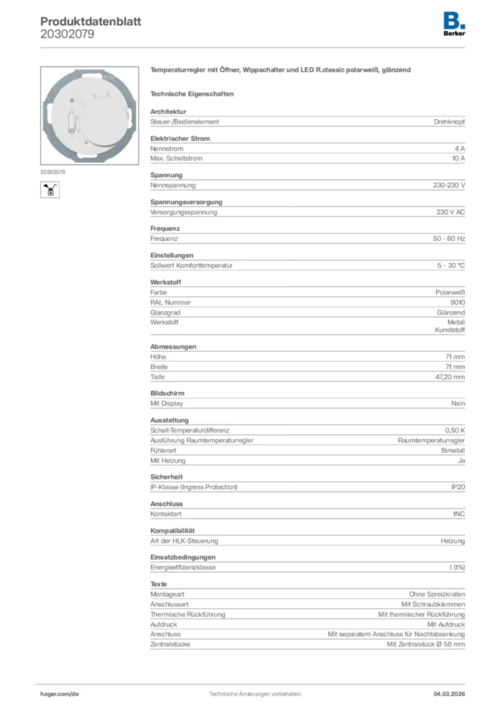 Bild Berker Produktdatenblatt 20302079 | Hager Deutschland