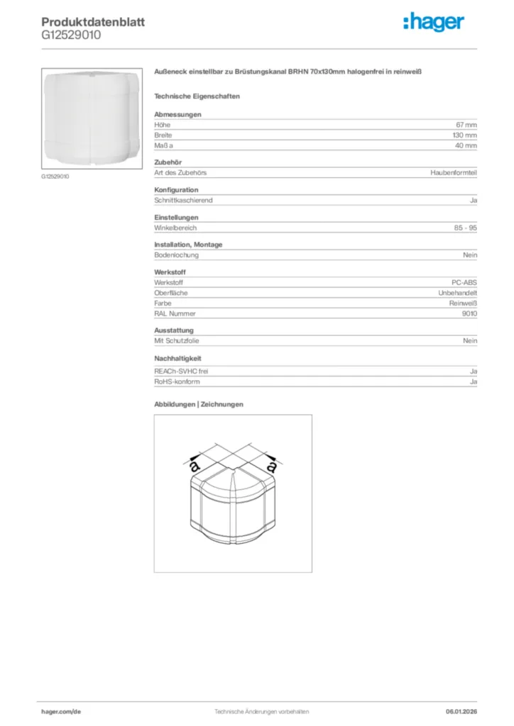 Bild Hager Produktdatenblatt G12529010 | Hager Deutschland