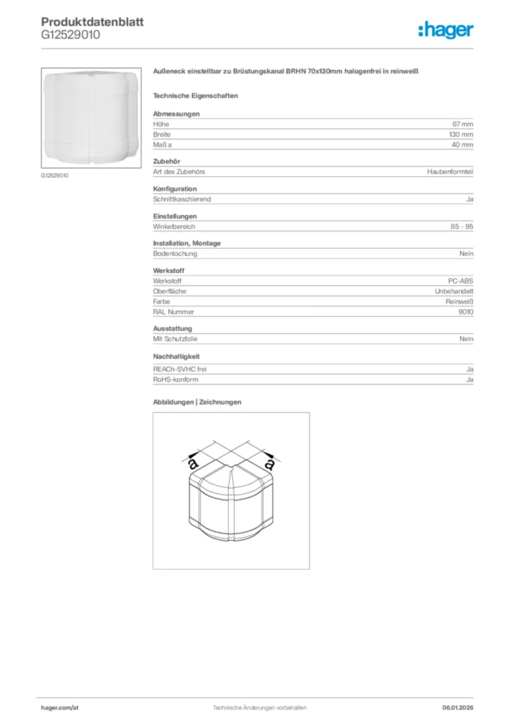 Bild Hager Produktdatenblatt G12529010 | Hager Deutschland
