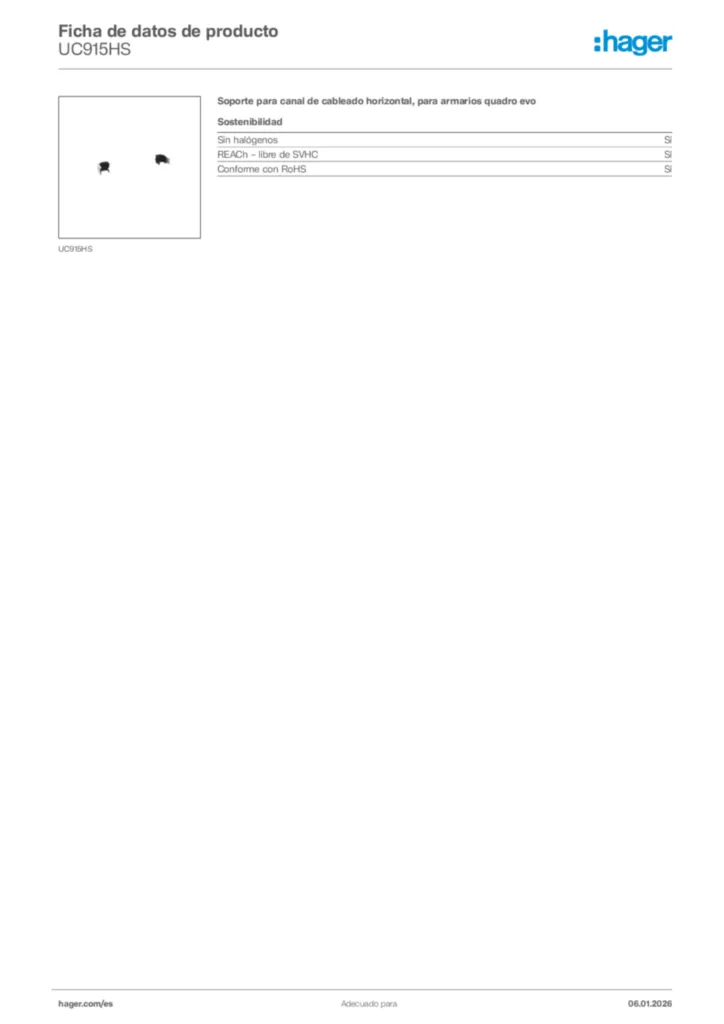 Imagen Hager Ficha de datos de producto UC915HS | Hager España