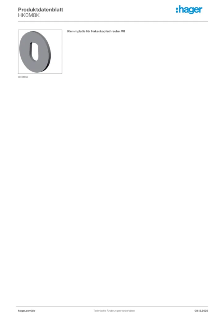 Bild Hager Produktdatenblatt HK0M8K | Hager Deutschland