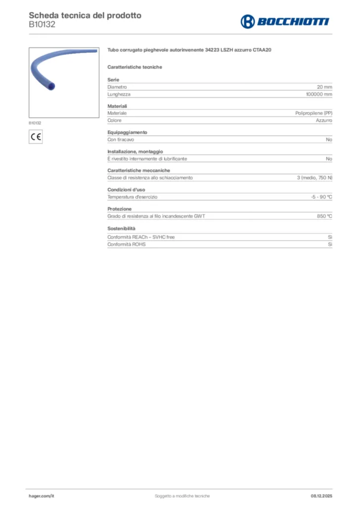 Immagine Bocchiotti Scheda tecnica del prodotto B10132 | Hager Italia