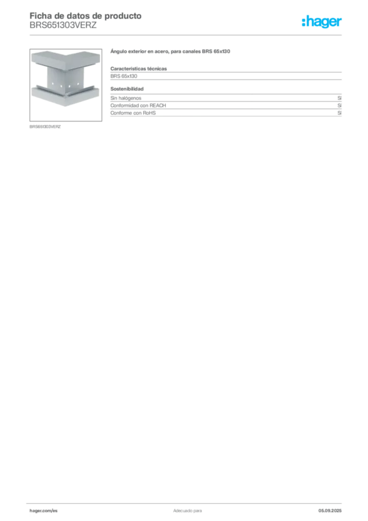 Imagen Hager Ficha de datos de producto BRS651303VERZ | Hager España