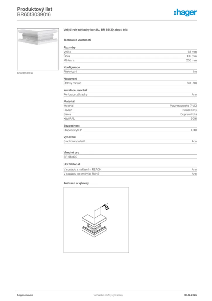 Obrázek Hager Produktový list BR6513039016 | Hager
