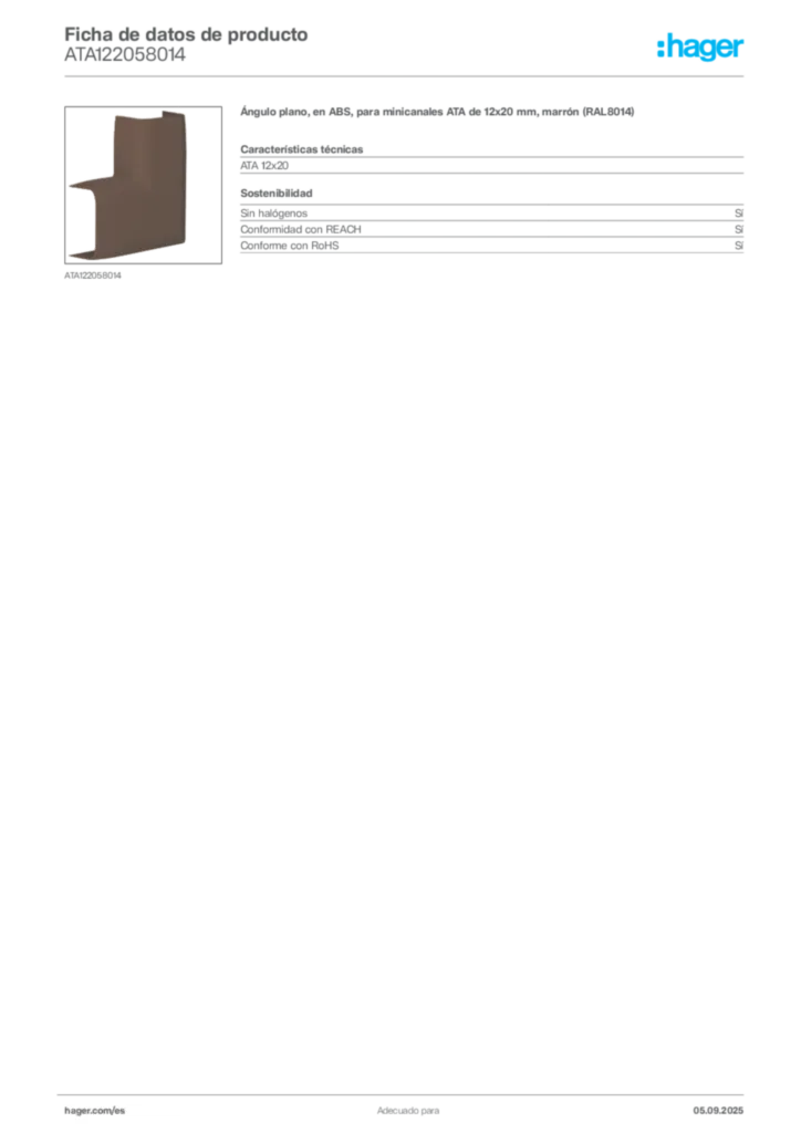 Imagen Hager Ficha de datos de producto ATA122058014 | Hager España