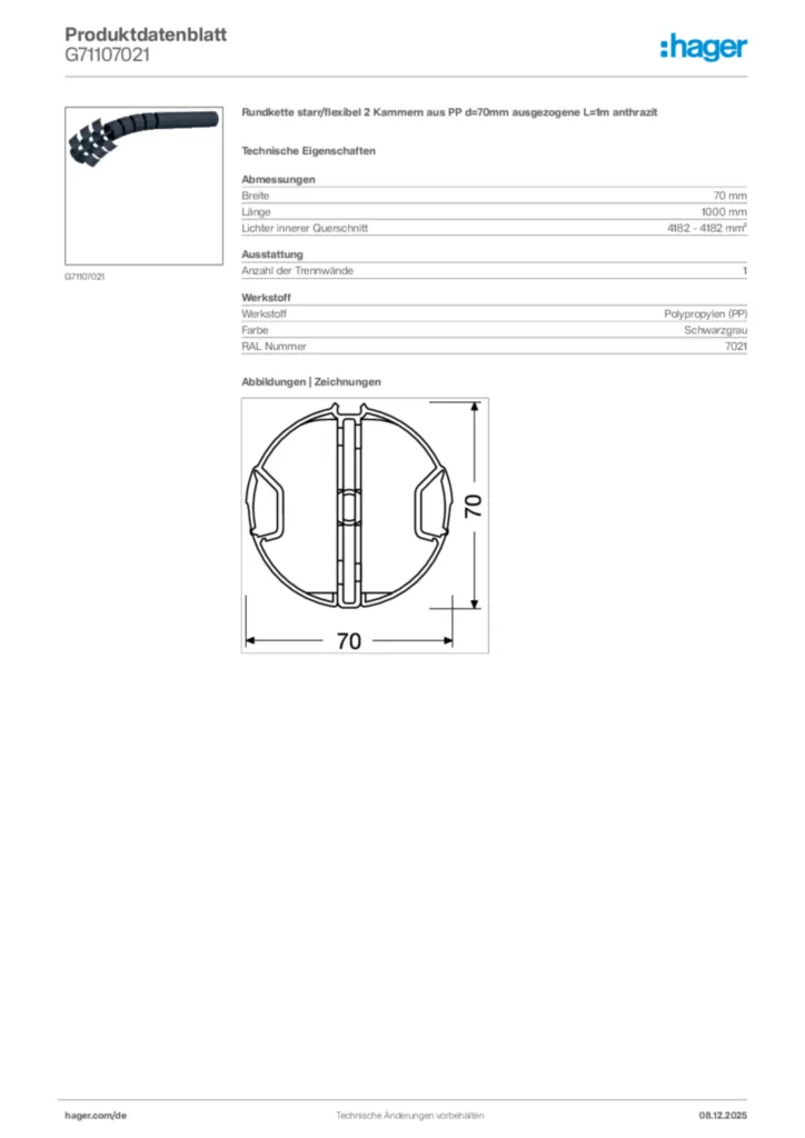 Bild Hager Produktdatenblatt G71107021 | Hager Deutschland