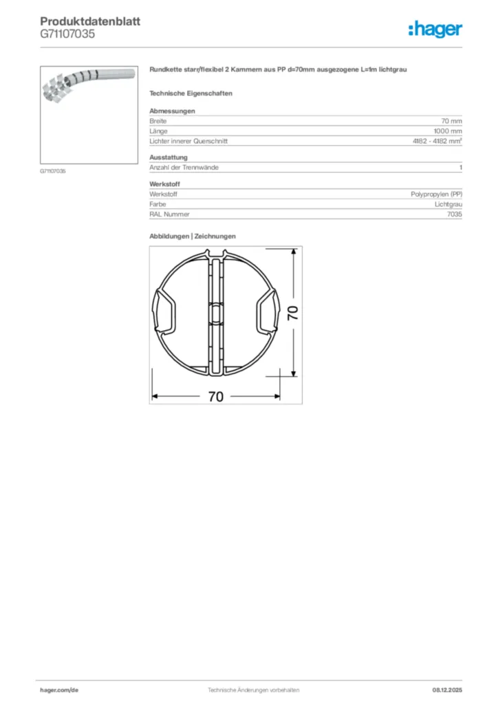 Bild Hager Produktdatenblatt G71107035 | Hager Deutschland