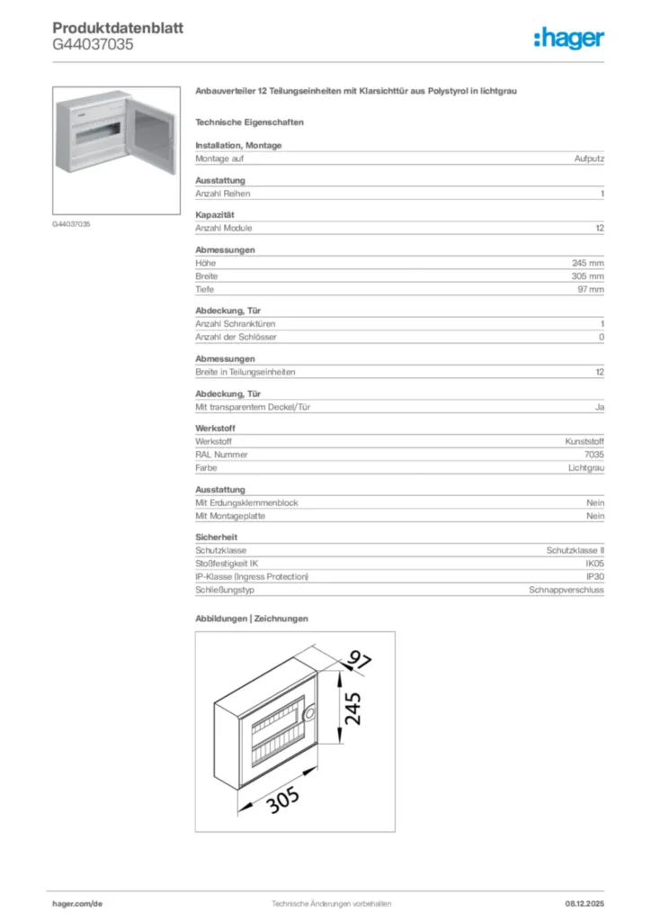 Bild Hager Produktdatenblatt G44037035 | Hager Deutschland