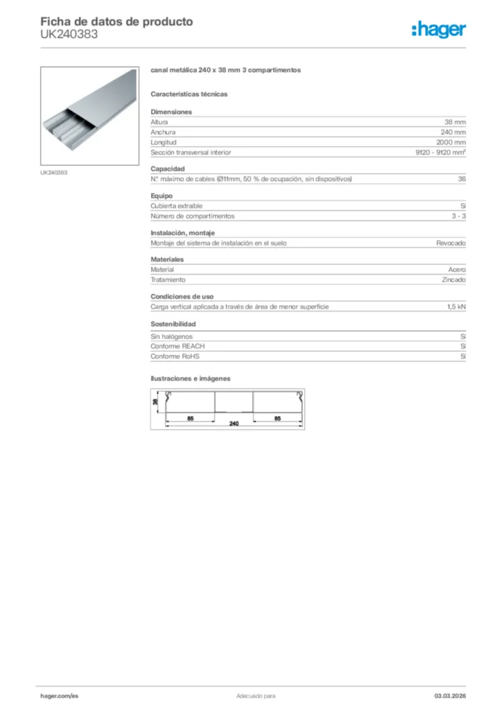 Imagen Hager Ficha de datos de producto UK240383 | Hager España