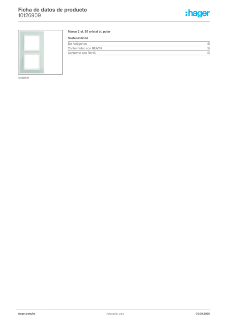 Imagen Hager Ficha de datos de producto 10126909 | Hager España