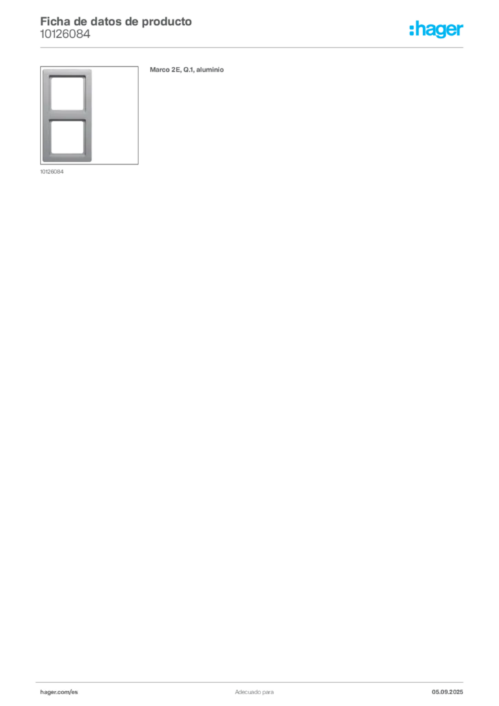 Imagen Hager Ficha de datos de producto 10126084 | Hager España