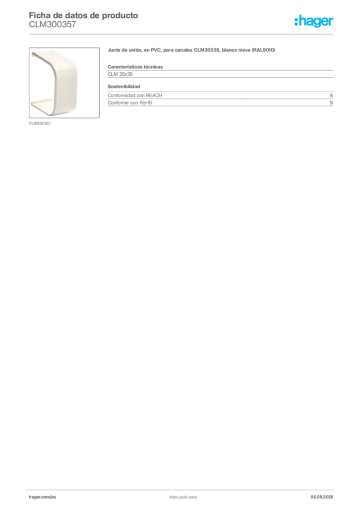 Imagen Hager Ficha de datos de producto CLM300357 | Hager España