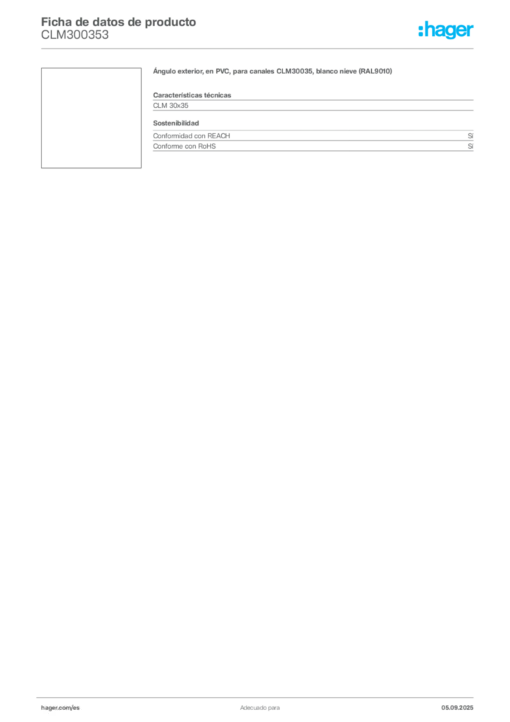 Imagen Hager Ficha de datos de producto CLM300353 | Hager España