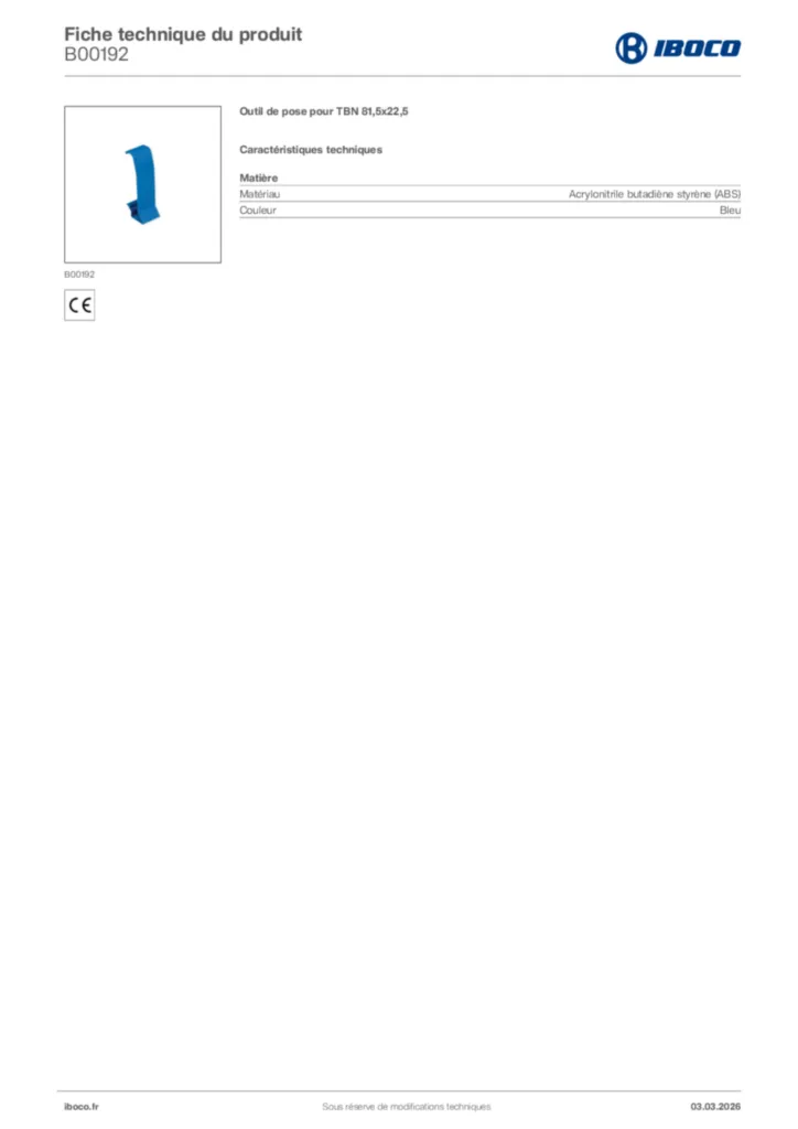 Image Iboco Fiche technique du produit B00192 | Hager France