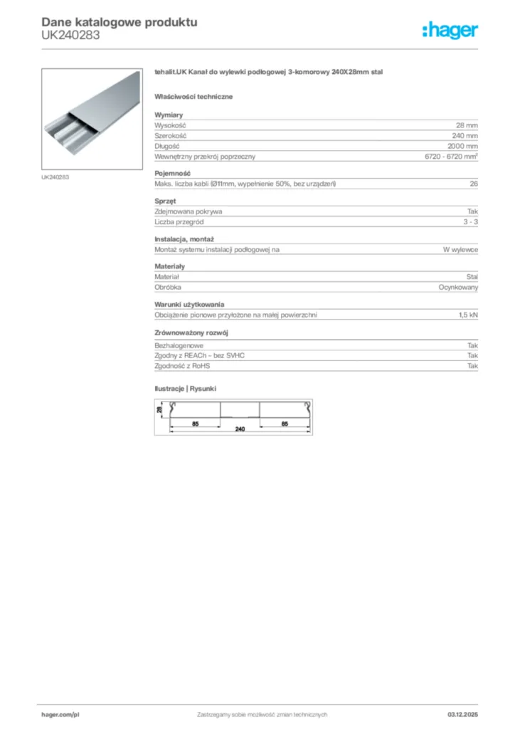 Zdjęcie Hager Dane katalogowe produktu UK240283 | Hager Polska