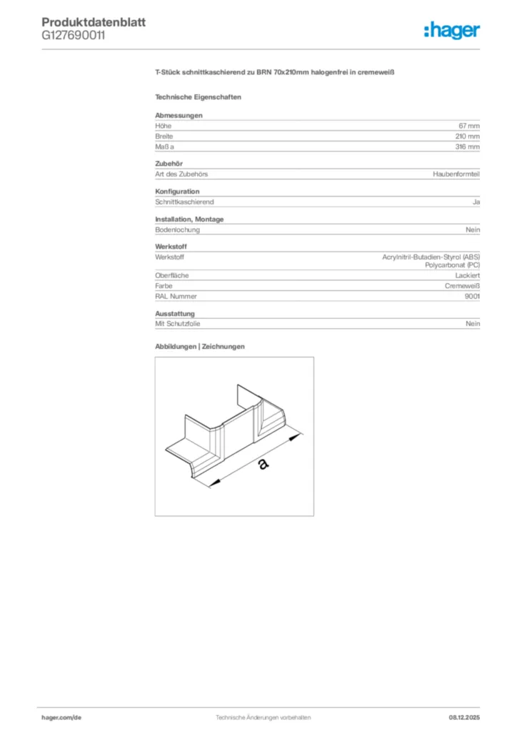 Bild Hager Produktdatenblatt G127690011 | Hager Deutschland