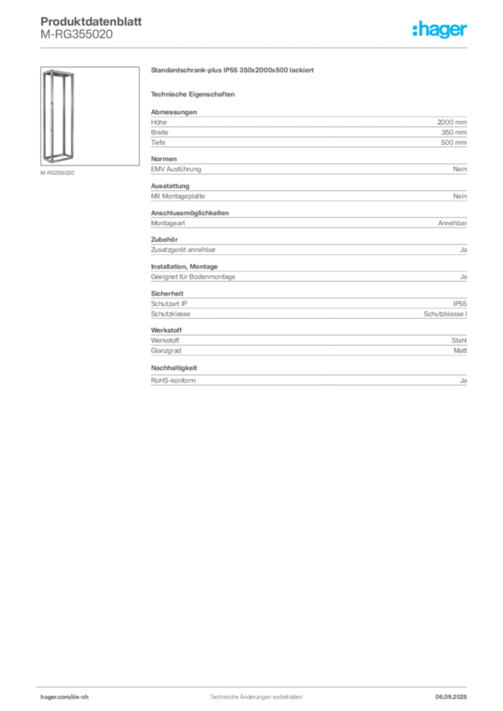 Bild Hager Produktdatenblatt M-RG355020 | Hager Schweiz